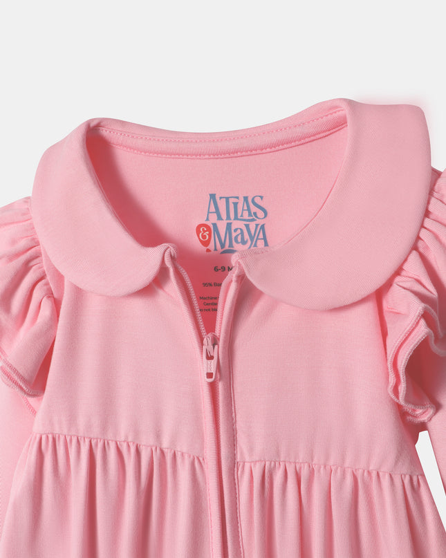 Ruffle Truffle Playsuit - Flamingo Pink - Atlas & Maya