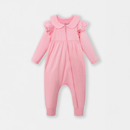 Ruffle Truffle Playsuit - Flamingo Pink (Footless)