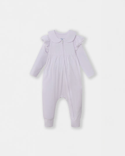 Ruffle Truffle Playsuit - White - Atlas & Maya  Ruffle Truffle Playsuit - White Bamboo Zippy