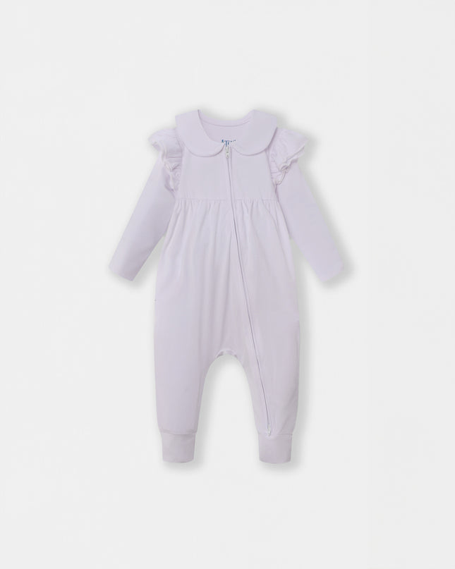 Ruffle Truffle Playsuit - White - Atlas & Maya  Ruffle Truffle Playsuit - White Bamboo Zippy