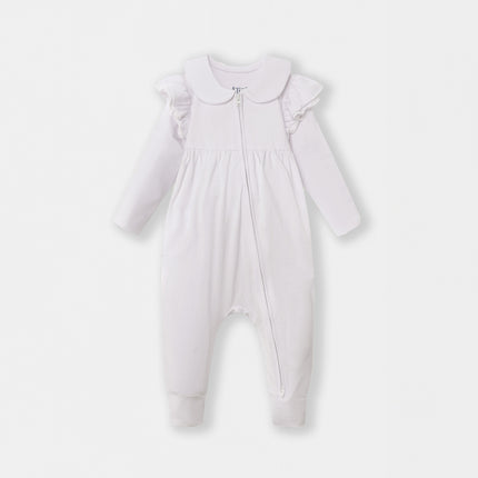 Ruffle Truffle Playsuit - White (Footless)