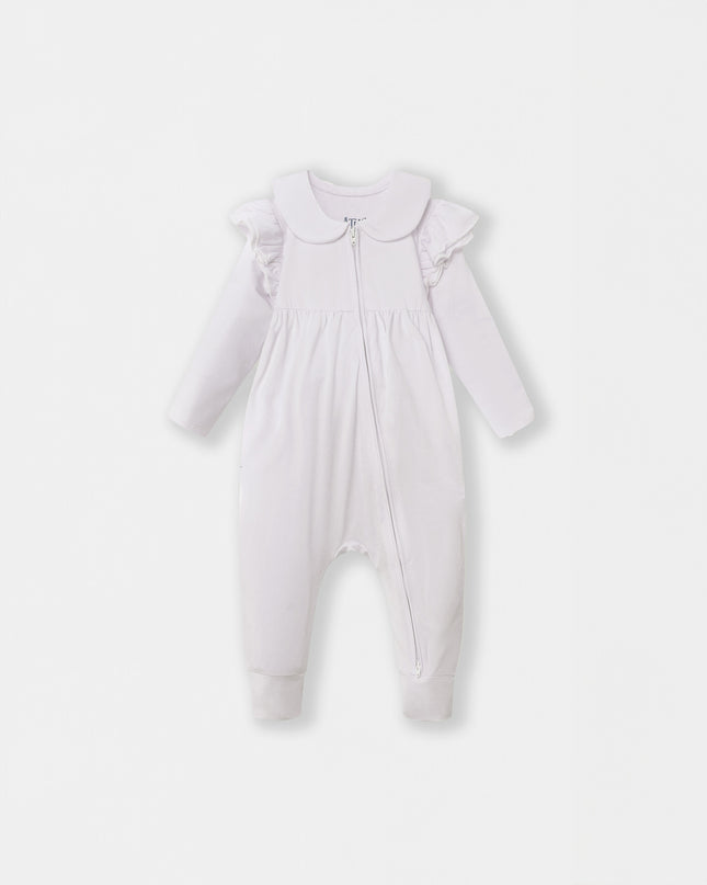 Ruffle Truffle Playsuit - White (Footless)