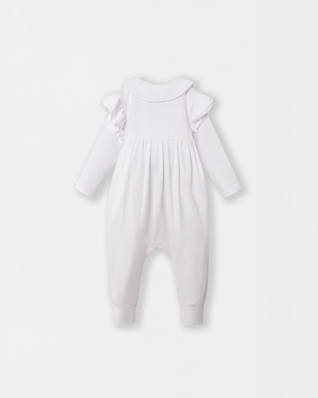 Ruffle Truffle Playsuit - White (Footless)