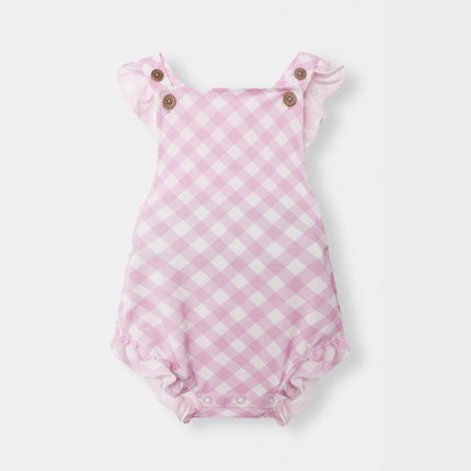 Ruffled Playtime Overall - Blush Plaid - Atlas & Maya