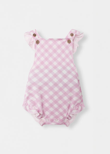 Ruffled Playtime Overall - Blush Plaid - Atlas & Maya