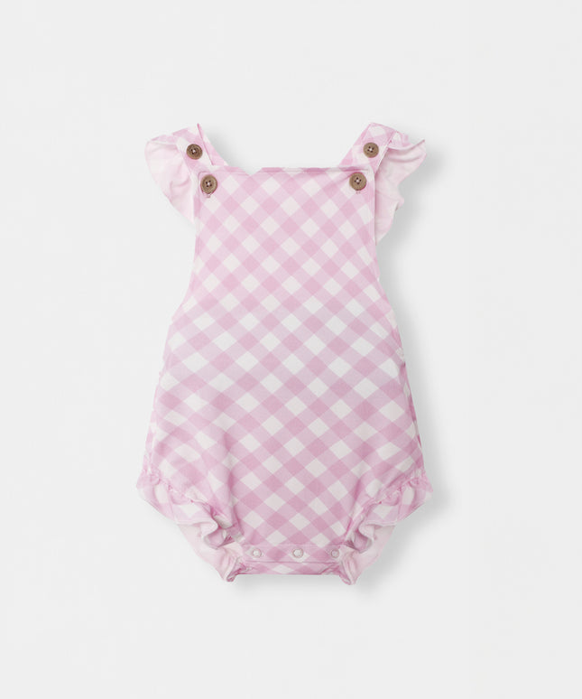 Ruffled Playtime Overall - Blush Plaid - Atlas & Maya