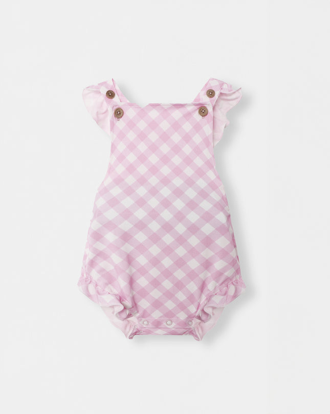 Ruffled Playtime Overall - Blush Plaid - Atlas & Maya