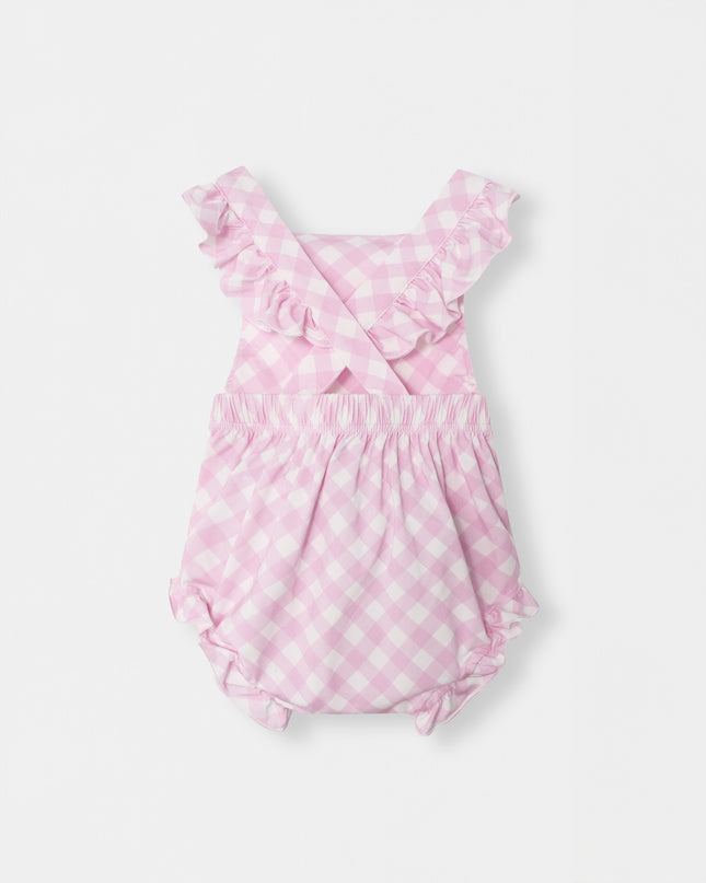 Ruffled Playtime Overall - Blush Plaid - Atlas & Maya