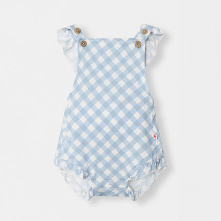 Ruffled Playtime Overall - Sky Blue Plaid - Atlas & Maya