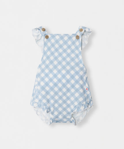 Ruffled Playtime Overall - Sky Blue Plaid - Atlas & Maya