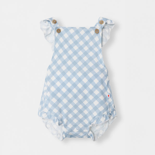 Ruffled Playtime Overall - Sky Blue Plaid - Atlas & Maya