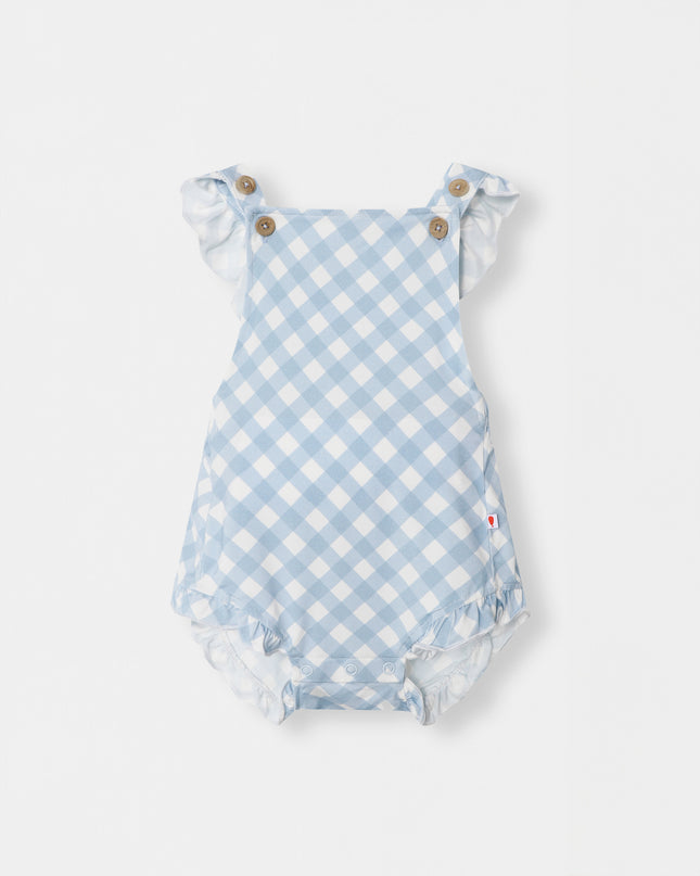Ruffled Playtime Overall - Sky Blue Plaid - Atlas & Maya