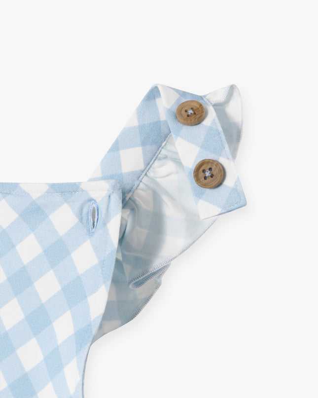 Ruffled Playtime Overall - Sky Blue Plaid - Atlas & Maya