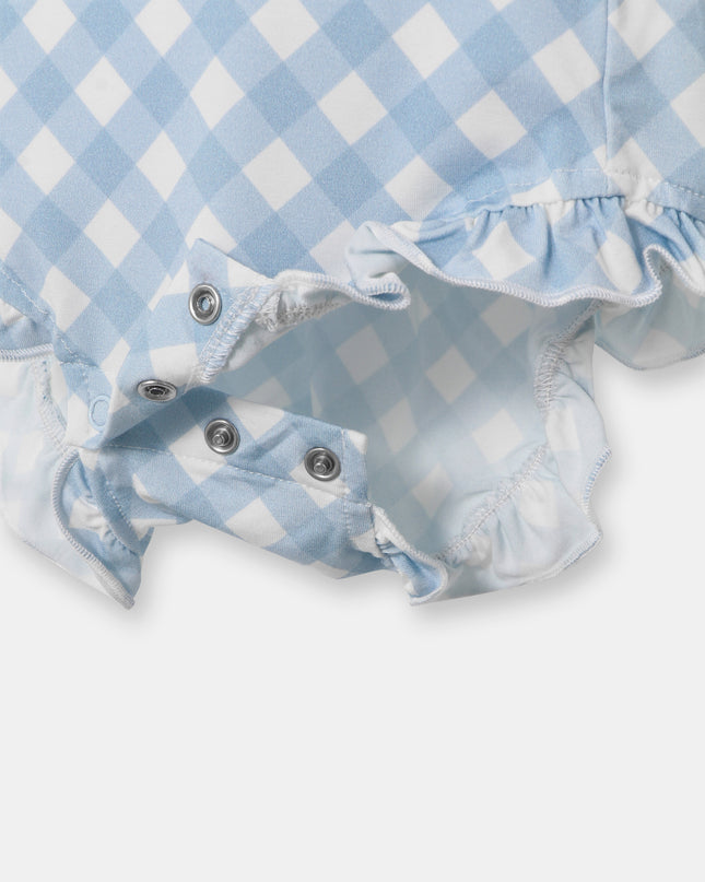 Ruffled Playtime Overall - Sky Blue Plaid - Atlas & Maya
