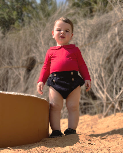 Peter Pan Bodysuit + Sailor Short - White/Navy