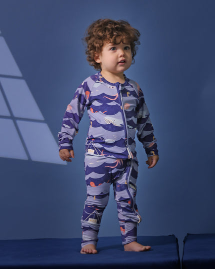 Sleepy Time Pajama - Ocean Snuggles - Atlas & Maya  Sleepy Time Pajama - Ocean Snuggles Bamboo sleepsuit