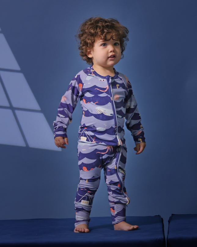 Sleepy Time Pajama - Ocean Snuggles - Atlas & Maya  Sleepy Time Pajama - Ocean Snuggles Bamboo sleepsuit