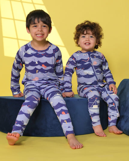 Sleepy Time Pajama - Ocean Snuggles - Atlas & Maya  Sleepy Time Pajama - Ocean Snuggles Bamboo sleepsuit