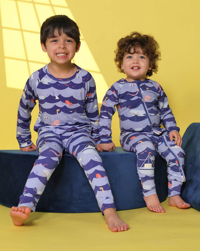 Sleepy Time Pajama - Ocean Snuggles - Atlas & Maya  Sleepy Time Pajama - Ocean Snuggles Bamboo sleepsuit