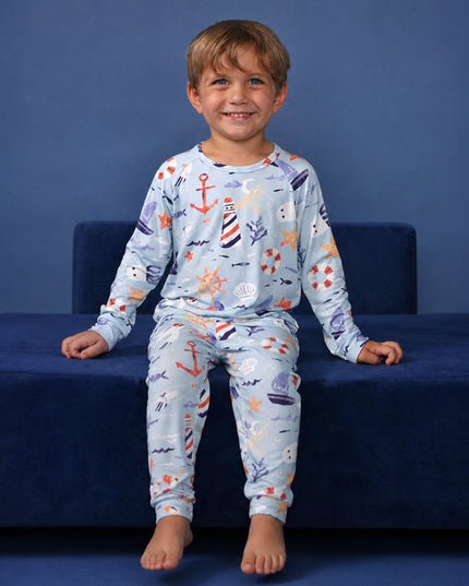 Nighty Night Pajama (2-10 Years) - Anchor Away - Atlas & Maya  Nighty Night Pajama (2-10 Years) - Anchor Away Bamboo Pajama