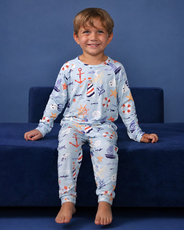 Nighty Night Pajama (2-10 Years) - Anchor Away - Atlas & Maya  Nighty Night Pajama (2-10 Years) - Anchor Away Bamboo Pajama