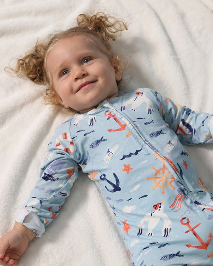 Sleepy Time Pajama - Anchor Away - Atlas & Maya  Sleepy Time Pajama - Anchor Away Bamboo sleepsuit