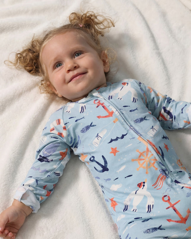 Sleepy Time Pajama - Anchor Away - Atlas & Maya  Sleepy Time Pajama - Anchor Away Bamboo sleepsuit