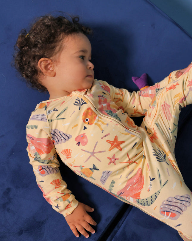 Sleepy Time Pajama - Mermaid Love - Atlas & Maya  Sleepy Time Pajama - Mermaid Love Bamboo sleepsuit