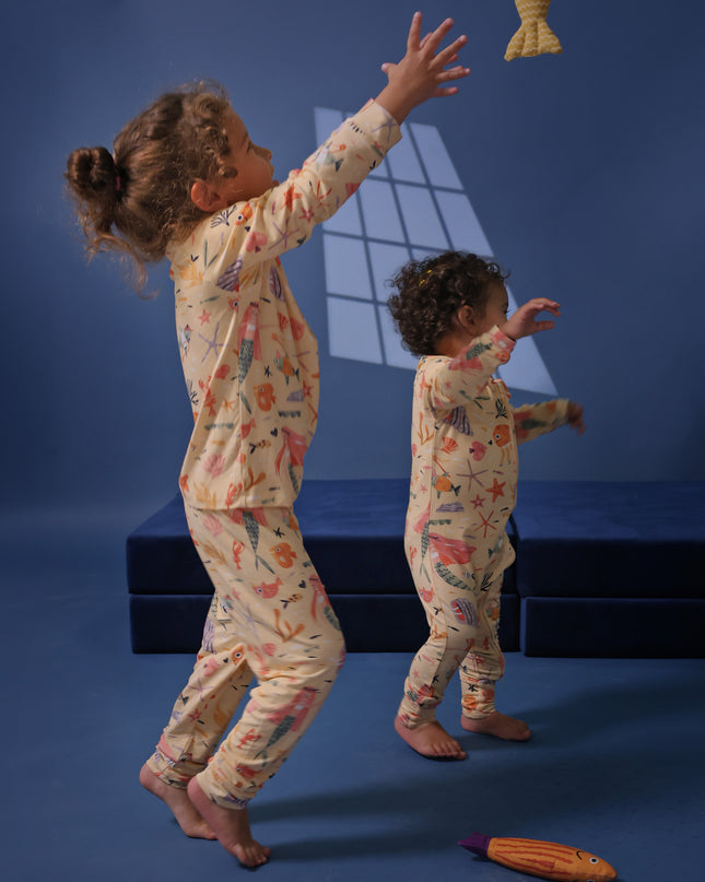 Sleepy Time Pajama - Mermaid Love - Atlas & Maya  Sleepy Time Pajama - Mermaid Love Bamboo sleepsuit
