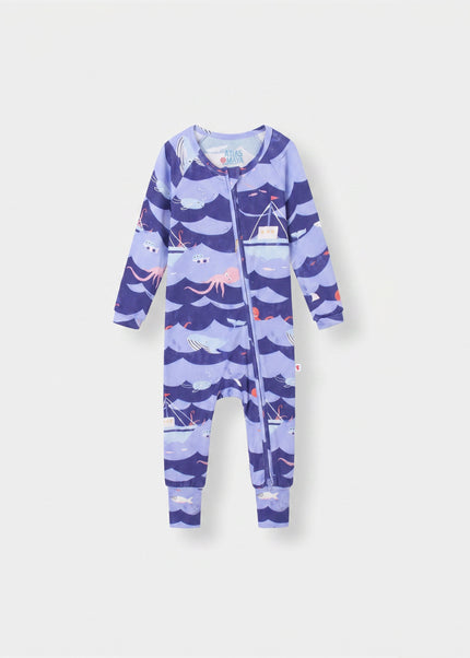 Sleepy Time Pajama - Ocean Snuggles - Atlas & Maya  Sleepy Time Pajama - Ocean Snuggles Bamboo sleepsuit