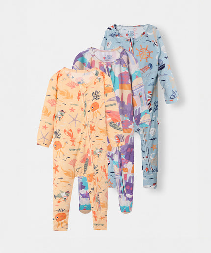 Bundle of Sleepsuits Joy - Hush - Atlas & Maya  Bundle of Sleepsuits Joy - Hush Bamboo sleepsuit
