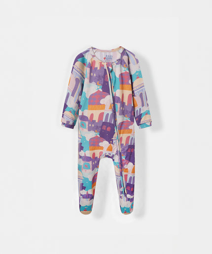 Sleepy Time Pajama - Rooftops - Atlas & Maya  Sleepy Time Pajama - Rooftops Bamboo sleepsuit