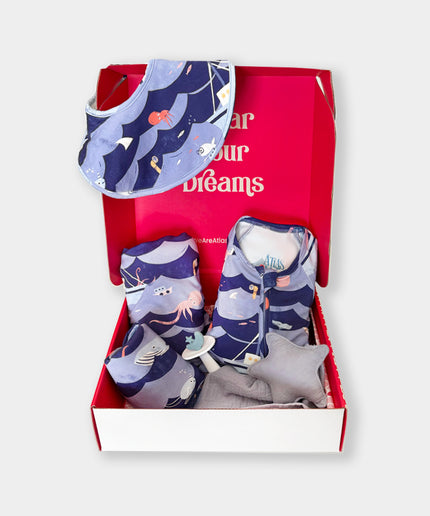 The Essential Set - Ocean Snuggles - Atlas & Maya  The Essential Set - Ocean Snuggles Bamboo Gift Box