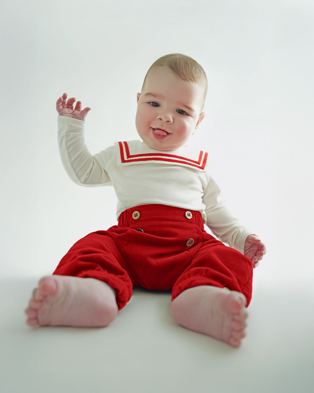 Nautical Bodysuit + Sailor Pant - White/Red