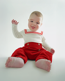 Nautical Bodysuit + Sailor Pant - White/Red