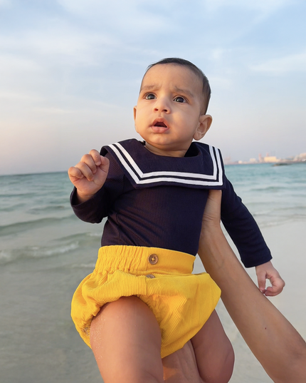 Nautical Bodysuit + Sailor Short - Yellow
