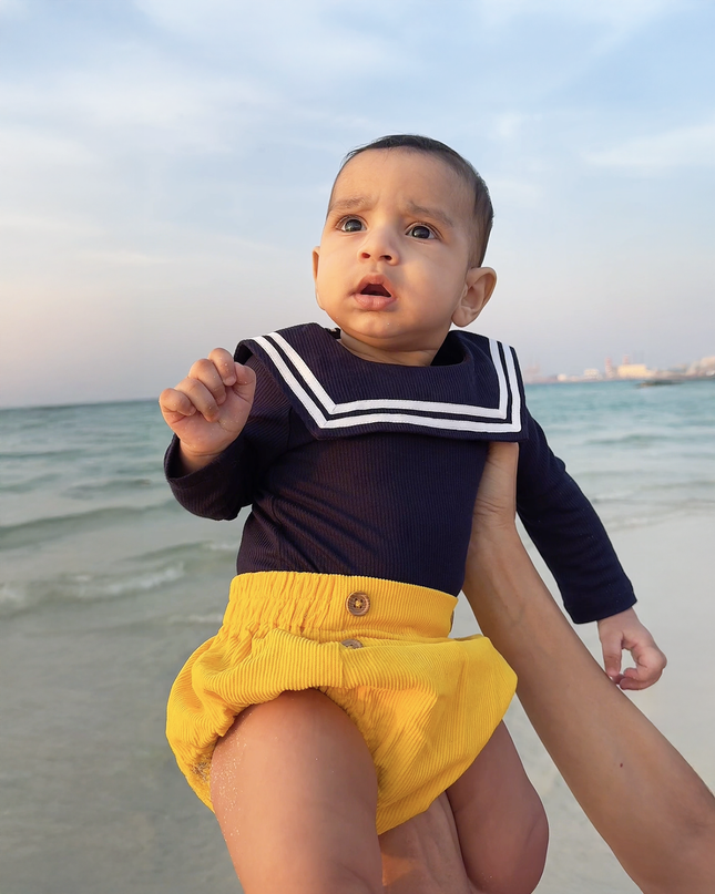 Nautical Bodysuit + Sailor Short - Yellow